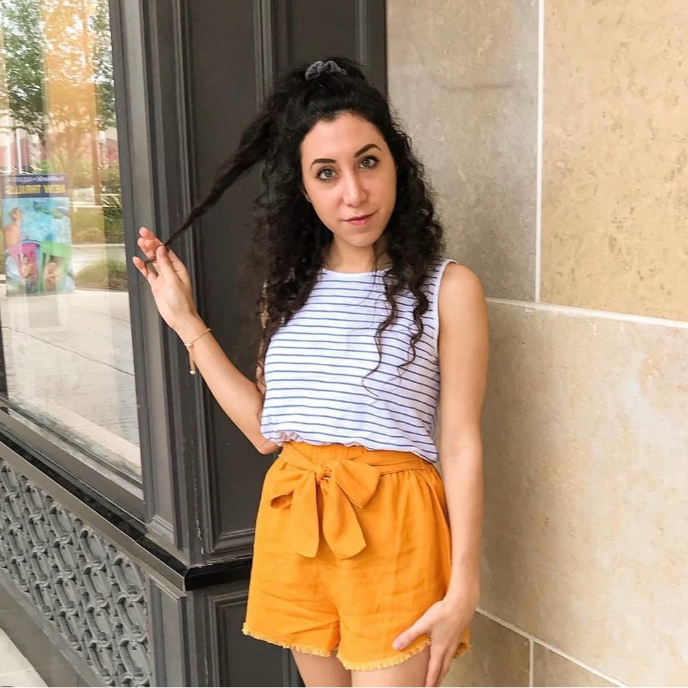 Sabo Skirt High Waist Orange Shorts with Tie Detail